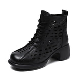 Women's Cowhide High Summer Retro Platform Breathable Boots